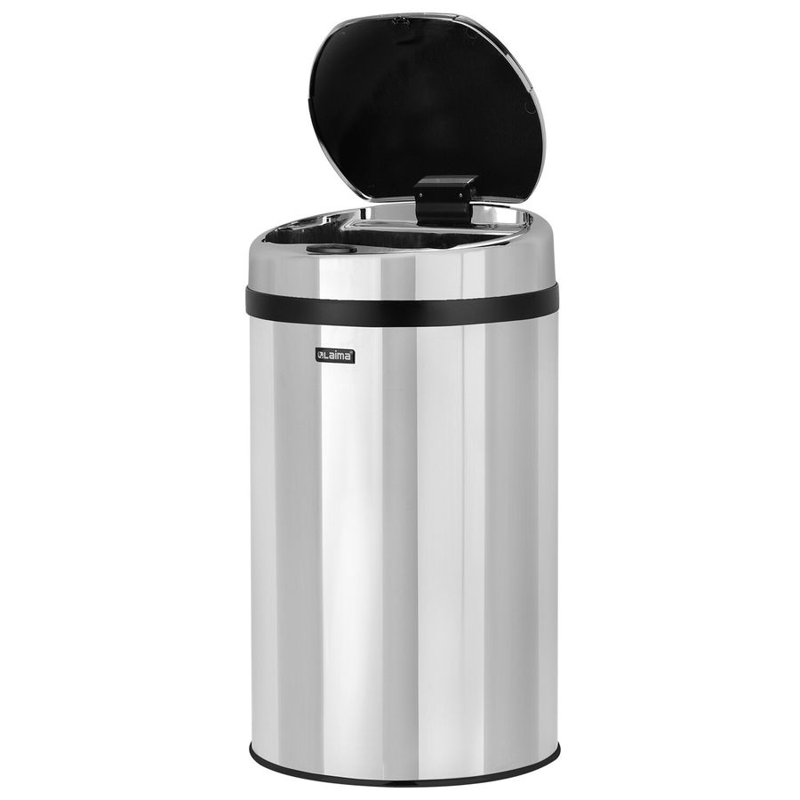 Ведро для мусора СЕНСОРНОЕ 30 л, нержавеющая сталь, зеркальная крышка, питание от 4-х батареек AA (не входят в комплект), LAIMA