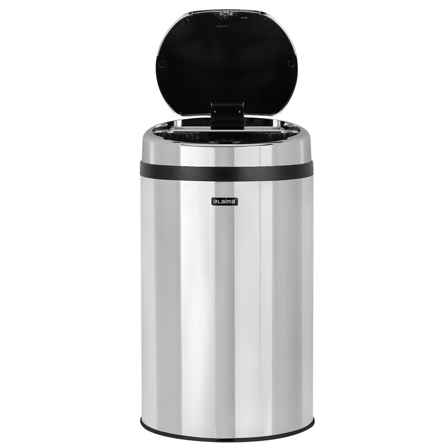 Ведро для мусора СЕНСОРНОЕ 30 л, нержавеющая сталь, зеркальная крышка, питание от 4-х батареек AA (не входят в комплект), LAIMA