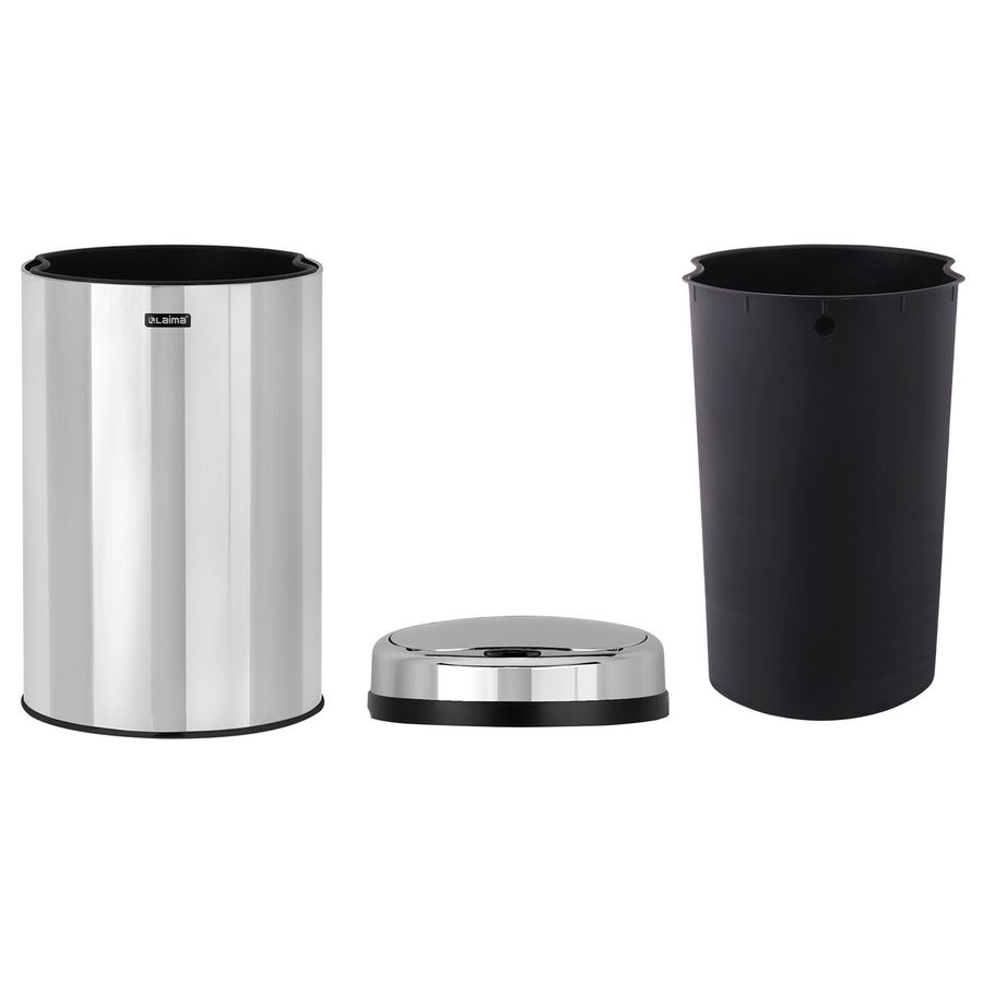 Ведро для мусора СЕНСОРНОЕ 30 л, нержавеющая сталь, зеркальная крышка, питание от 4-х батареек AA (не входят в комплект), LAIMA