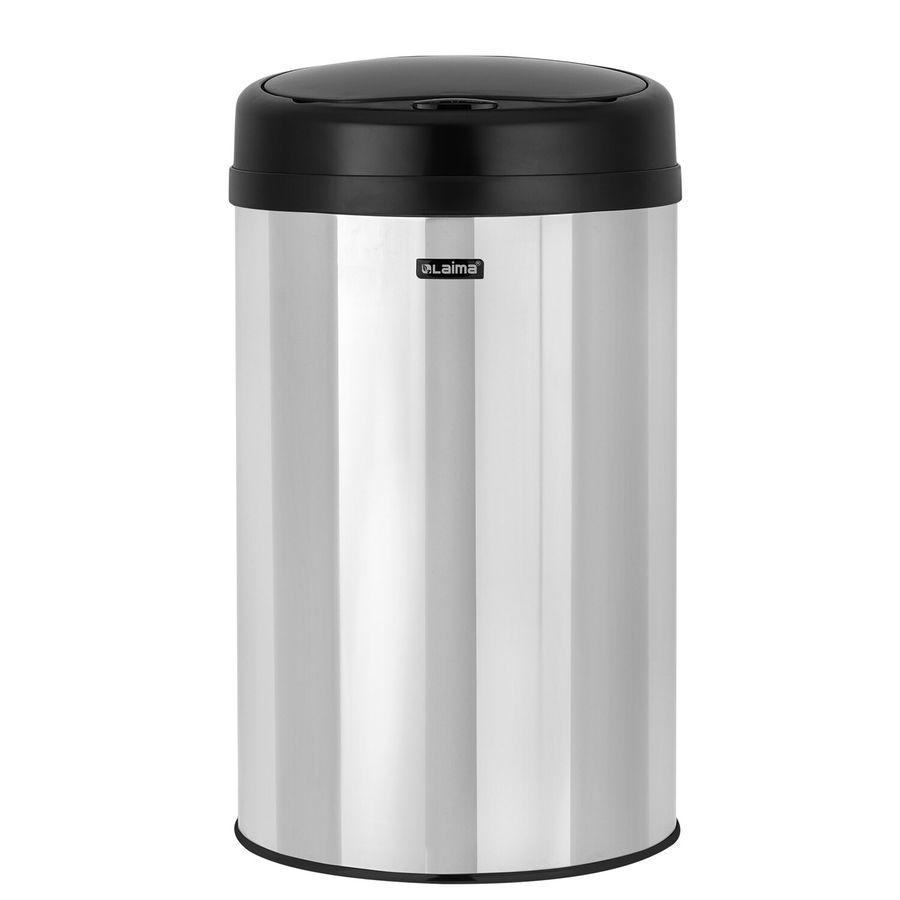 Ведро для мусора СЕНСОРНОЕ 30 л, нержавеющая сталь, черная матовая крышка, питание от 4-х батареек AA (не входят в комплект), LAIMA