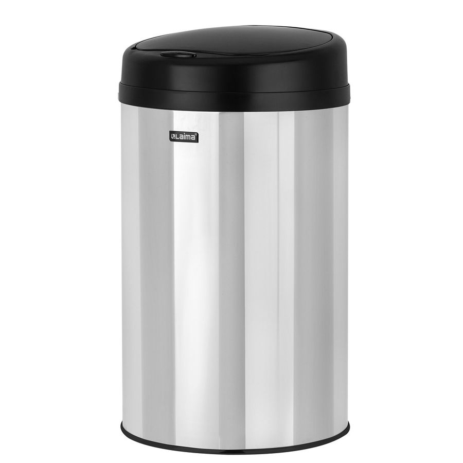 Ведро для мусора СЕНСОРНОЕ 30 л, нержавеющая сталь, черная матовая крышка, питание от 4-х батареек AA (не входят в комплект), LAIMA