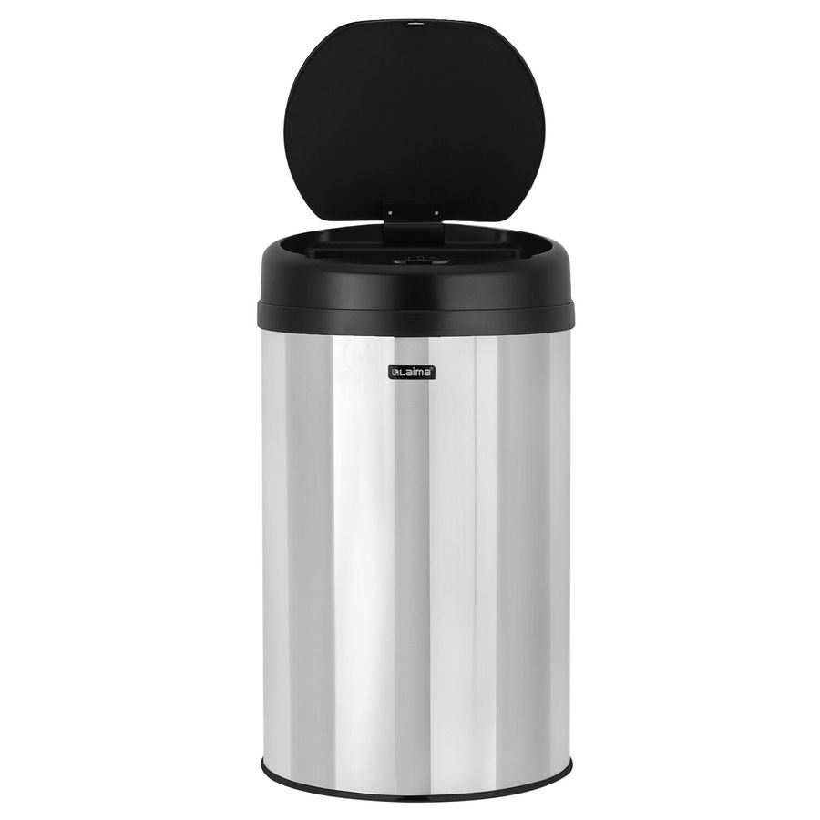 Ведро для мусора СЕНСОРНОЕ 30 л, нержавеющая сталь, черная матовая крышка, питание от 4-х батареек AA (не входят в комплект), LAIMA