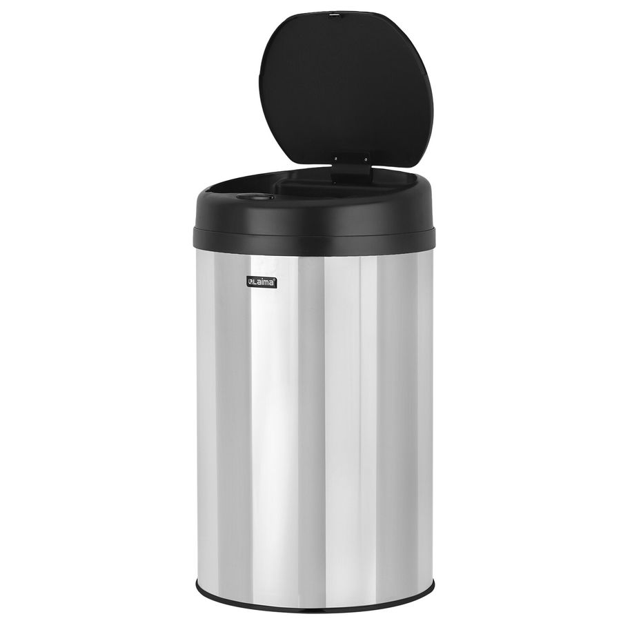 Ведро для мусора СЕНСОРНОЕ 30 л, нержавеющая сталь, черная матовая крышка, питание от 4-х батареек AA (не входят в комплект), LAIMA