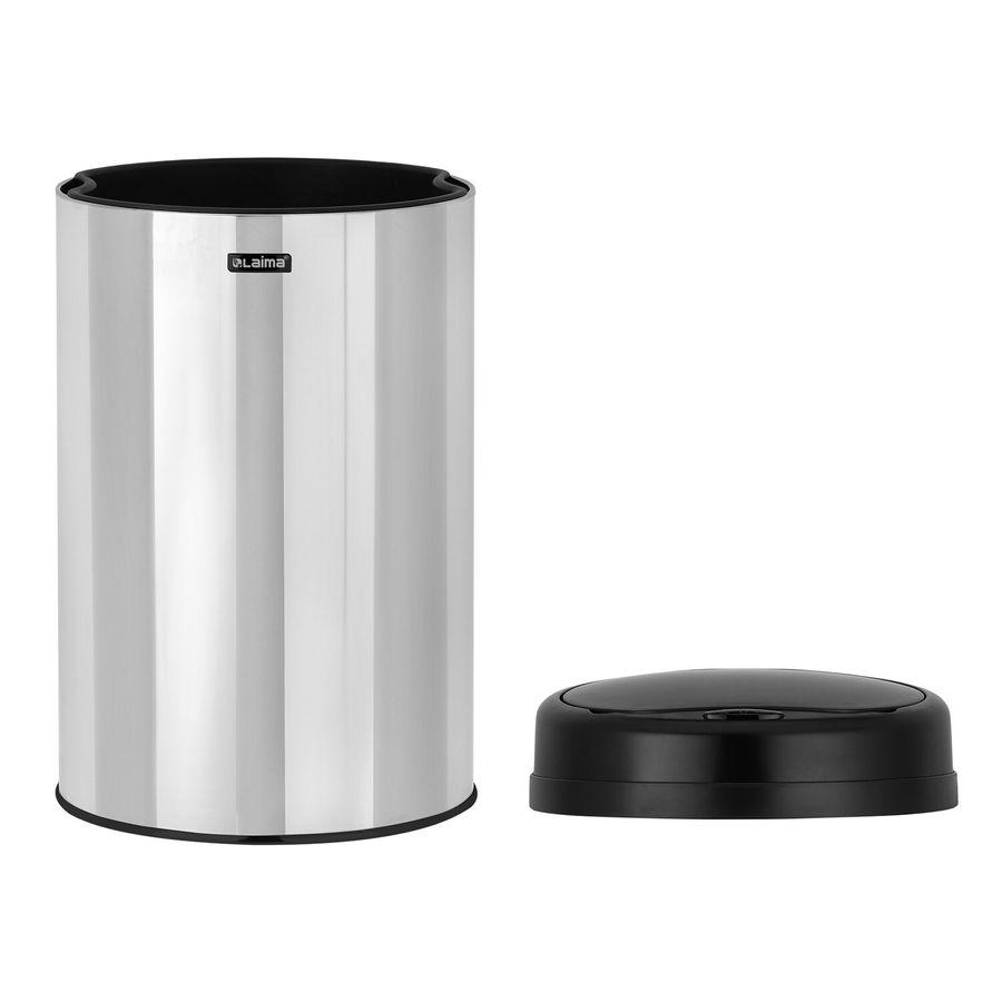 Ведро для мусора СЕНСОРНОЕ 30 л, нержавеющая сталь, черная матовая крышка, питание от 4-х батареек AA (не входят в комплект), LAIMA
