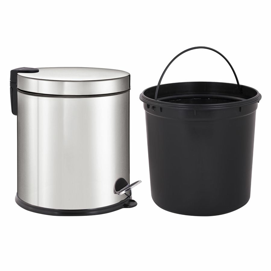 Ведро мусорное с педалью 20 литров "Classic Plus", ЗЕРКАЛЬНОЕ, нержавеющая сталь, со съемным внутренним ведром, LAIMA, ТУРЦИЯ