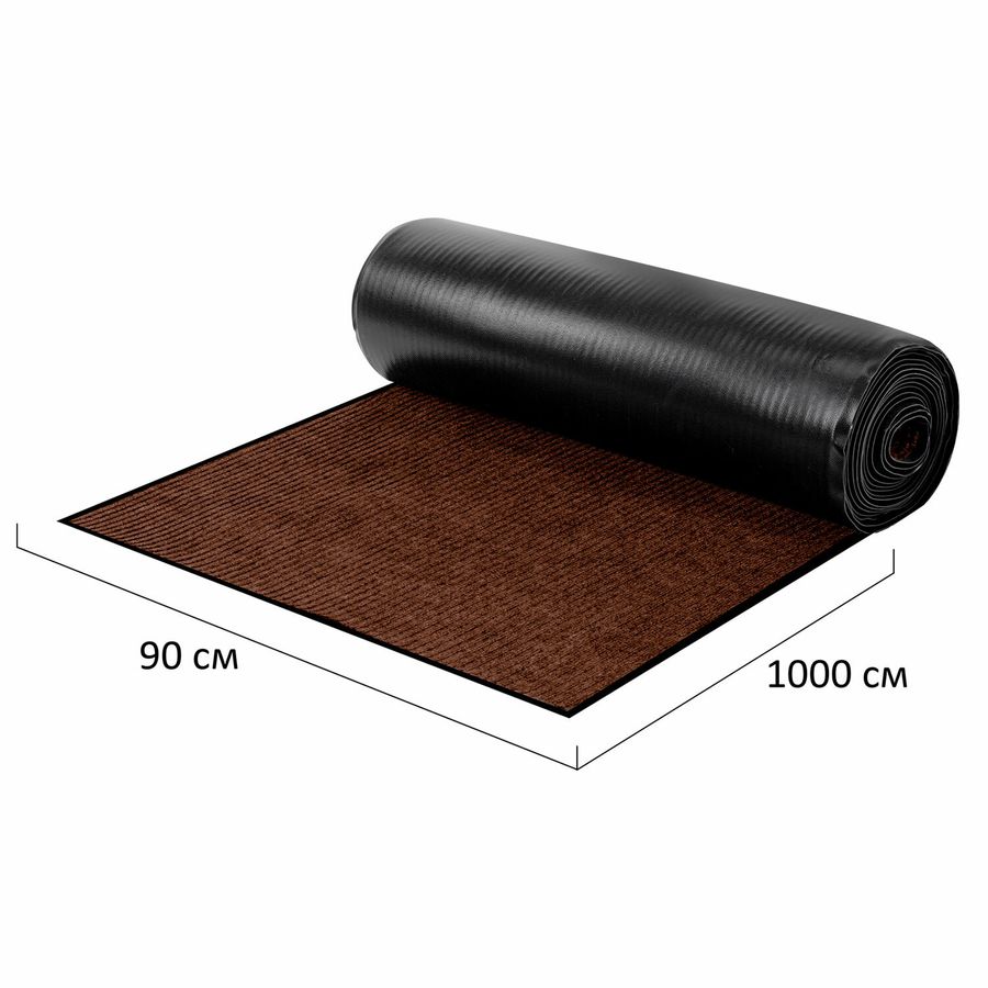Коврик ДОРОЖКА 0,9х10 м, КОРИЧНЕВЫЙ, влаго-грязезащита, 430 г/м2, ребристая, LAIMA EXPERT
