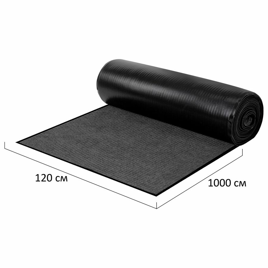 Коврик ДОРОЖКА 1,2х10 м, СЕРЫЙ, влаго-грязезащита, 430 г/м2, ребристая, LAIMA EXPERT