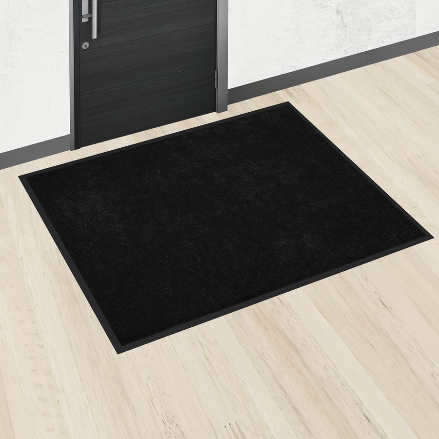 Коврик придверный 120х150 см, ЧЕРНЫЙ, влаго-грязезащитный, 430 г/м2, ребристый, ЛЮБАША СТАНДАРТ