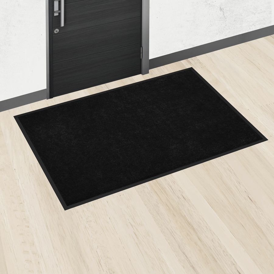 Коврик придверный 80х120 см, ЧЕРНЫЙ, влаго-грязезащитный, 430 г/м2, ребристый, ЛЮБАША СТАНДАРТ