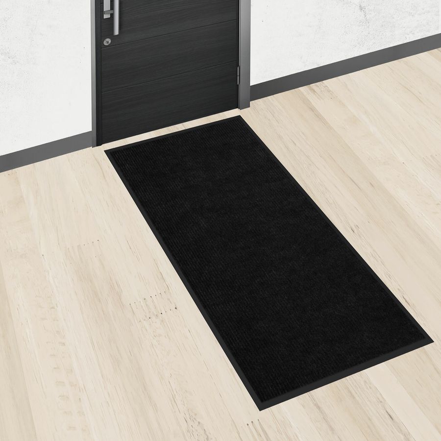 Коврик придверный 90х150 см, ЧЕРНЫЙ, влаго-грязезащитный, 430 г/м2, ребристый, ЛЮБАША СТАНДАРТ