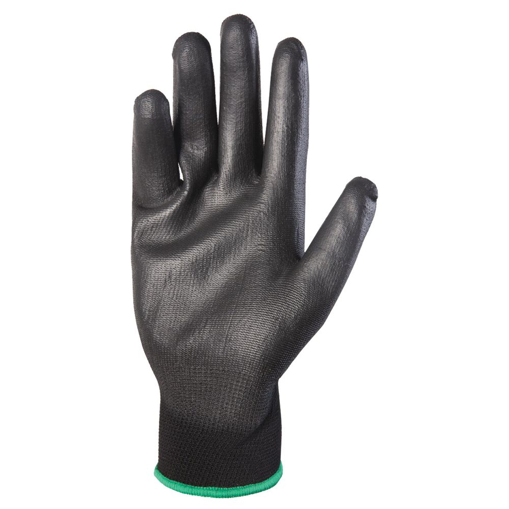 Перчатки нейлоновые JETA SAFETY, полиуретановое покрытие, КОМПЛЕКТ 12 пар, размер 9 (L), черные