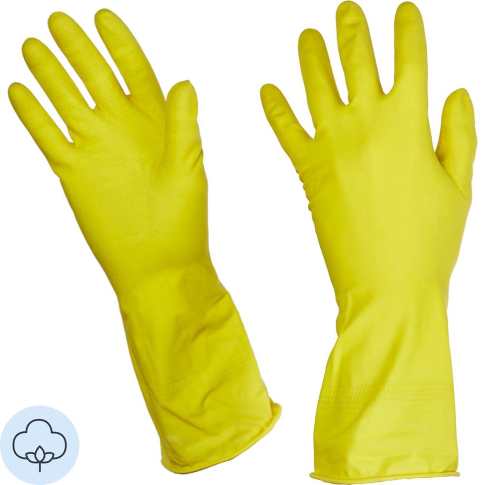 Перчатки Paclan, размер M, латекс с хлопковым напылением