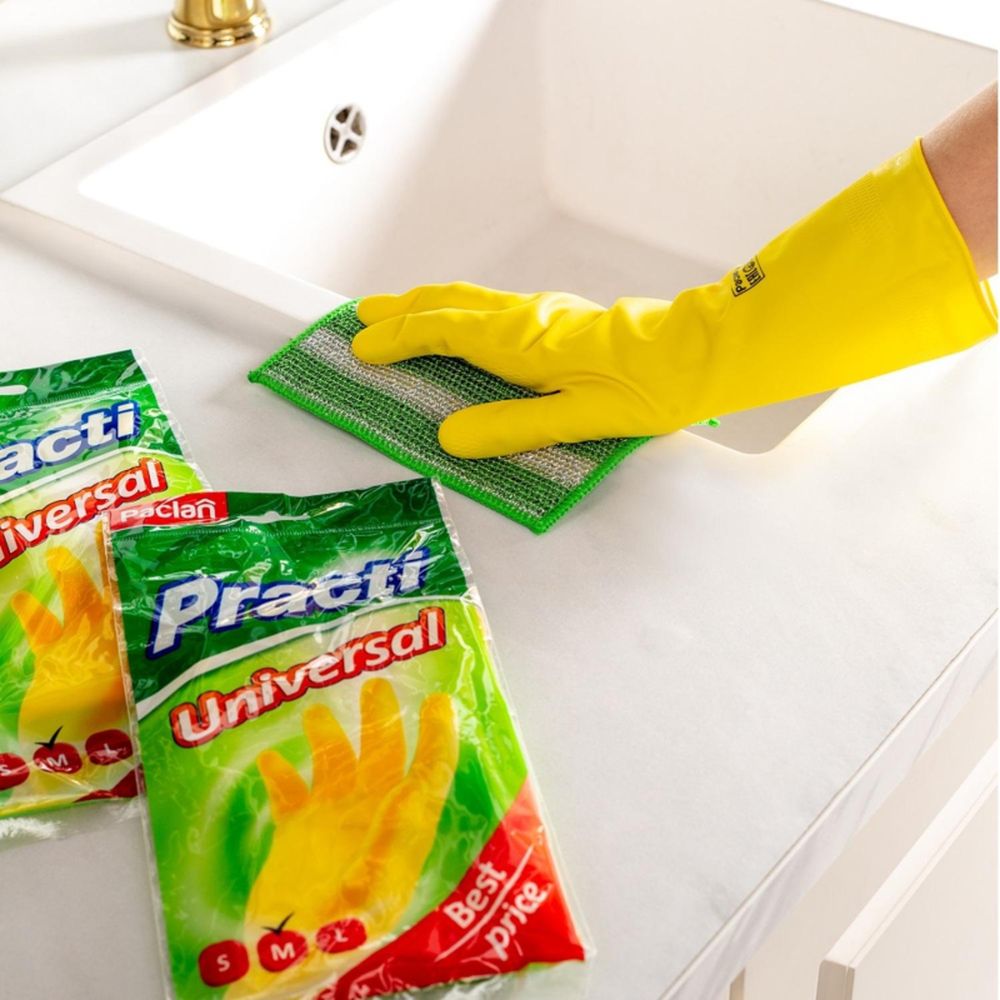 Перчатки Paclan, размер M, латекс с хлопковым напылением