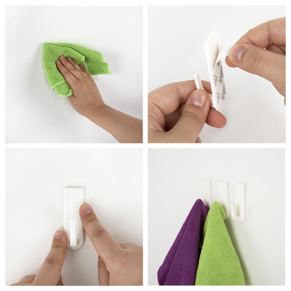 Крючки самоклеящиеся универсальные 6,6х2,1 см, КОМПЛЕКТ 6 шт., белые, LAIMA Home