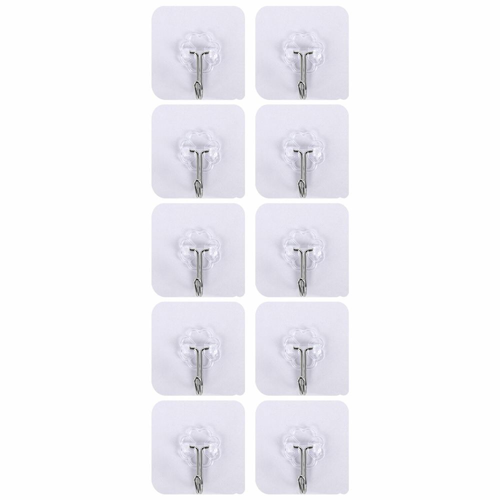 Крючки самоклеящиеся универсальные 6х6 см, КОМПЛЕКТ 10 шт., сталь + ПВХ, LAIMA Home