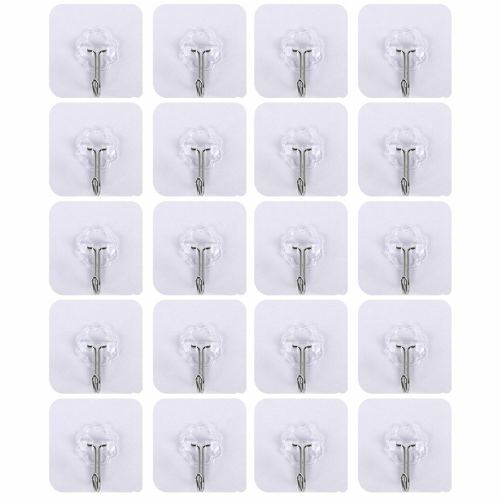 Крючки самоклеящиеся универсальные 6х6 см, КОМПЛЕКТ 20 шт., сталь + ПВХ, LAIMA Home
