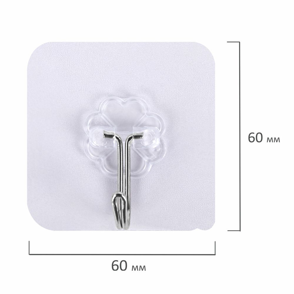 Крючки самоклеящиеся универсальные 6х6 см, КОМПЛЕКТ 20 шт., сталь + ПВХ, LAIMA Home