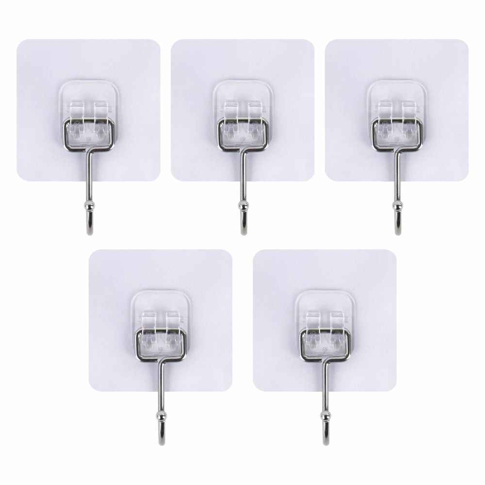 Крючки самоклеящиеся универсальные 7х7 см, КОМПЛЕКТ 5 шт., сталь + ПВХ, LAIMA Home