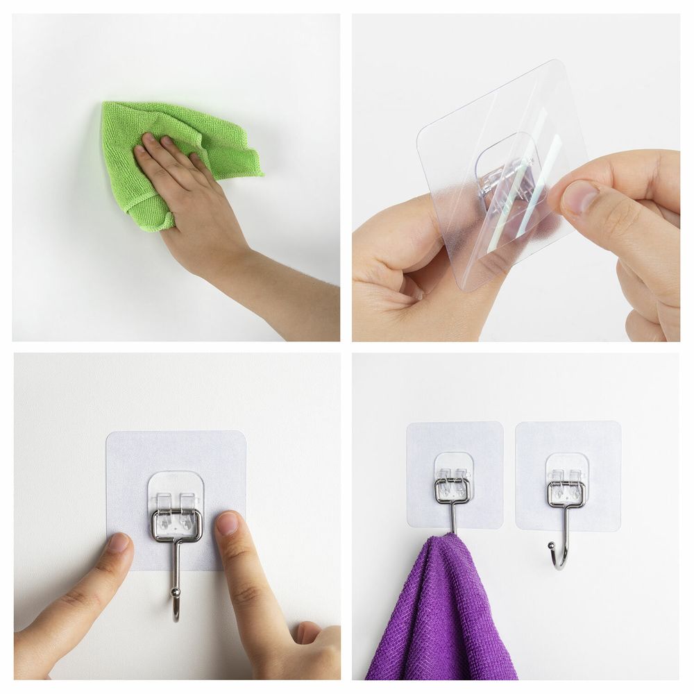 Крючки самоклеящиеся универсальные 7х7 см, КОМПЛЕКТ 5 шт., сталь + ПВХ, LAIMA Home