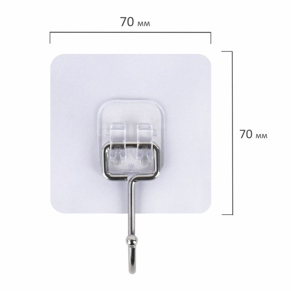 Крючки самоклеящиеся универсальные 7х7 см, КОМПЛЕКТ 5 шт., сталь + ПВХ, LAIMA Home