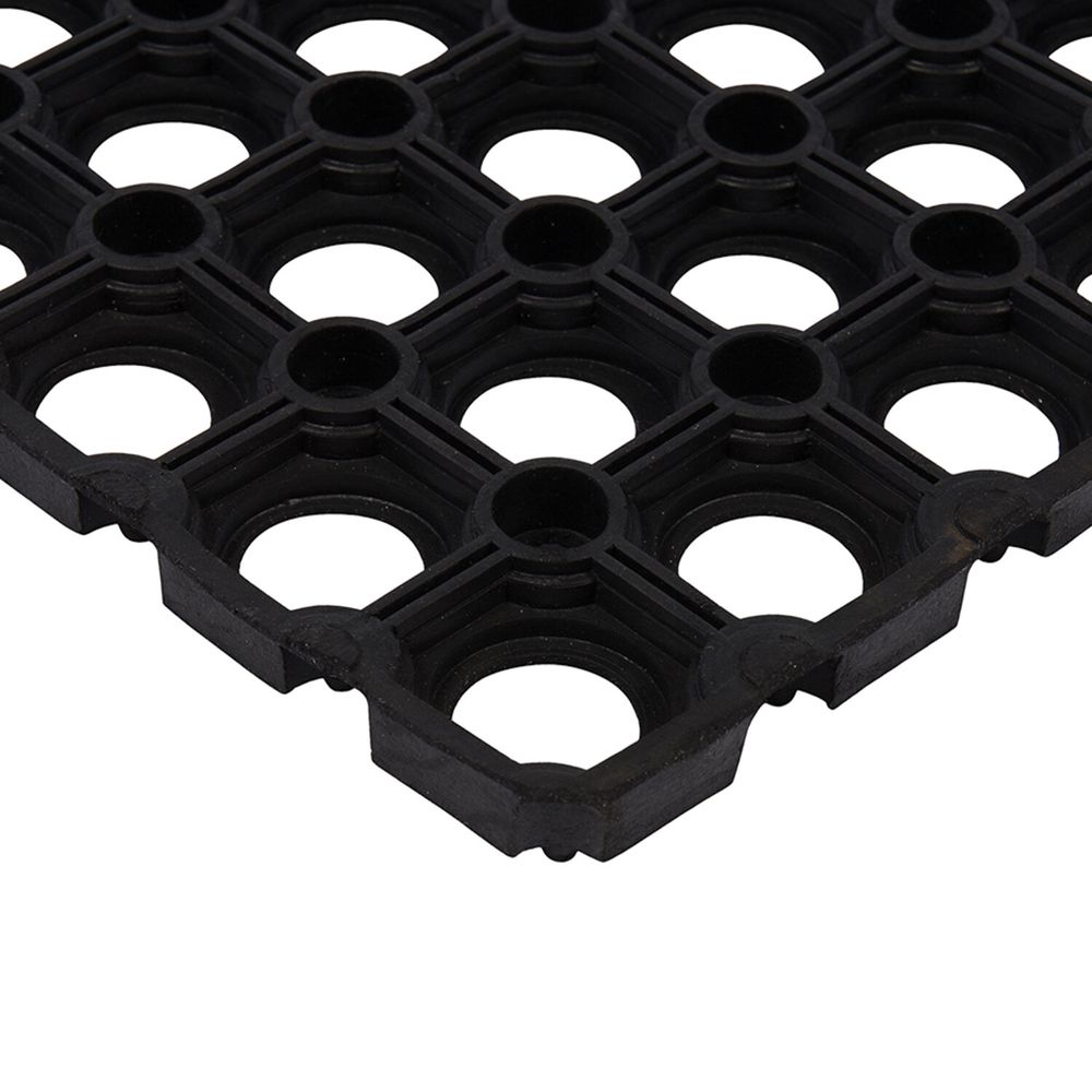 Коврик входной резиновый крупноячеистый грязезащитный, 80х120 см, толщина 16 мм, черный, VORTEX