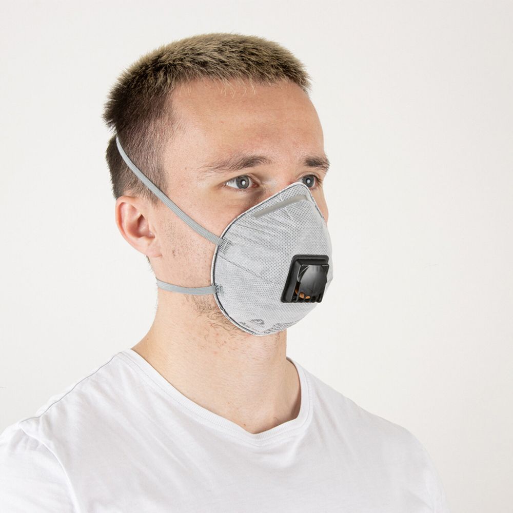 Респиратор с клапаном и угольным фильтром, КОМПЛЕКТ 10 шт., полумаска фильтрующая, формованный, FFP2