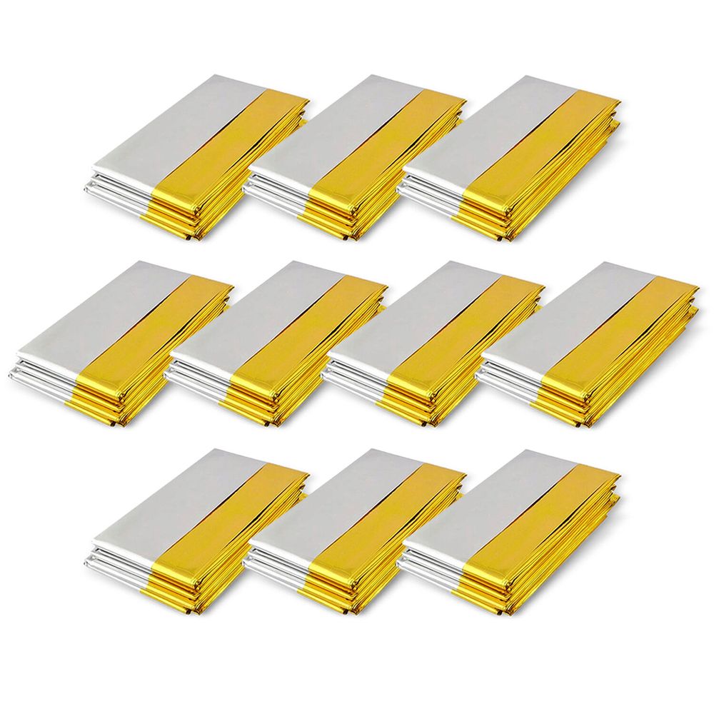 Термоодеяло покрывало изотермическое КОМПЛЕКТ 10 шт., серебро/золото, 160х210 см, DASWERK