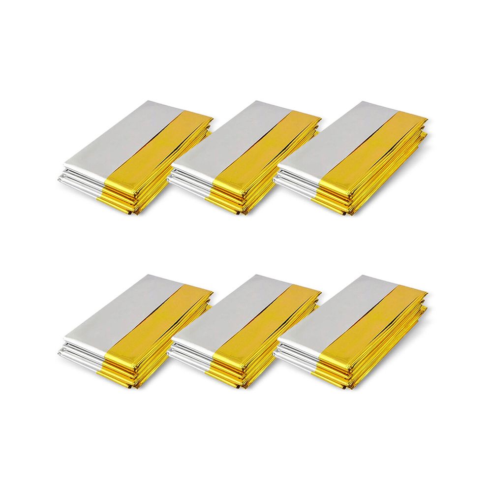 Термоодеяло покрывало изотермическое КОМПЛЕКТ 6 шт., серебро/золото, 160х210 см, DASWERK