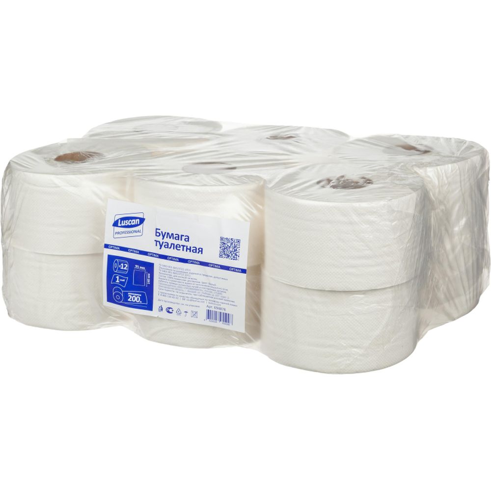 Бумага туалетная для диспенсеров Luscan Professional 1сл бел цел втул 200м 12рул/уп