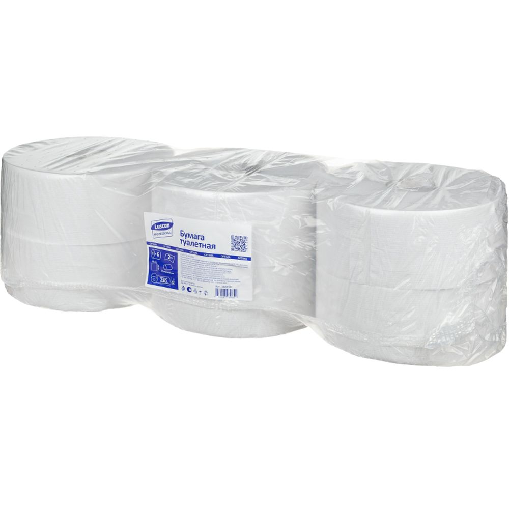 Бумага туалетная для диспенсеров Luscan Professional 2сл бел втор втул 250м 6рул/уп