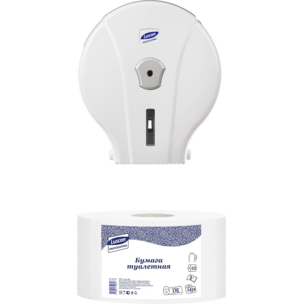 Бумага туалетная для диспенсеров Luscan Professional 2слбелцелвтул170м 12рул/уп