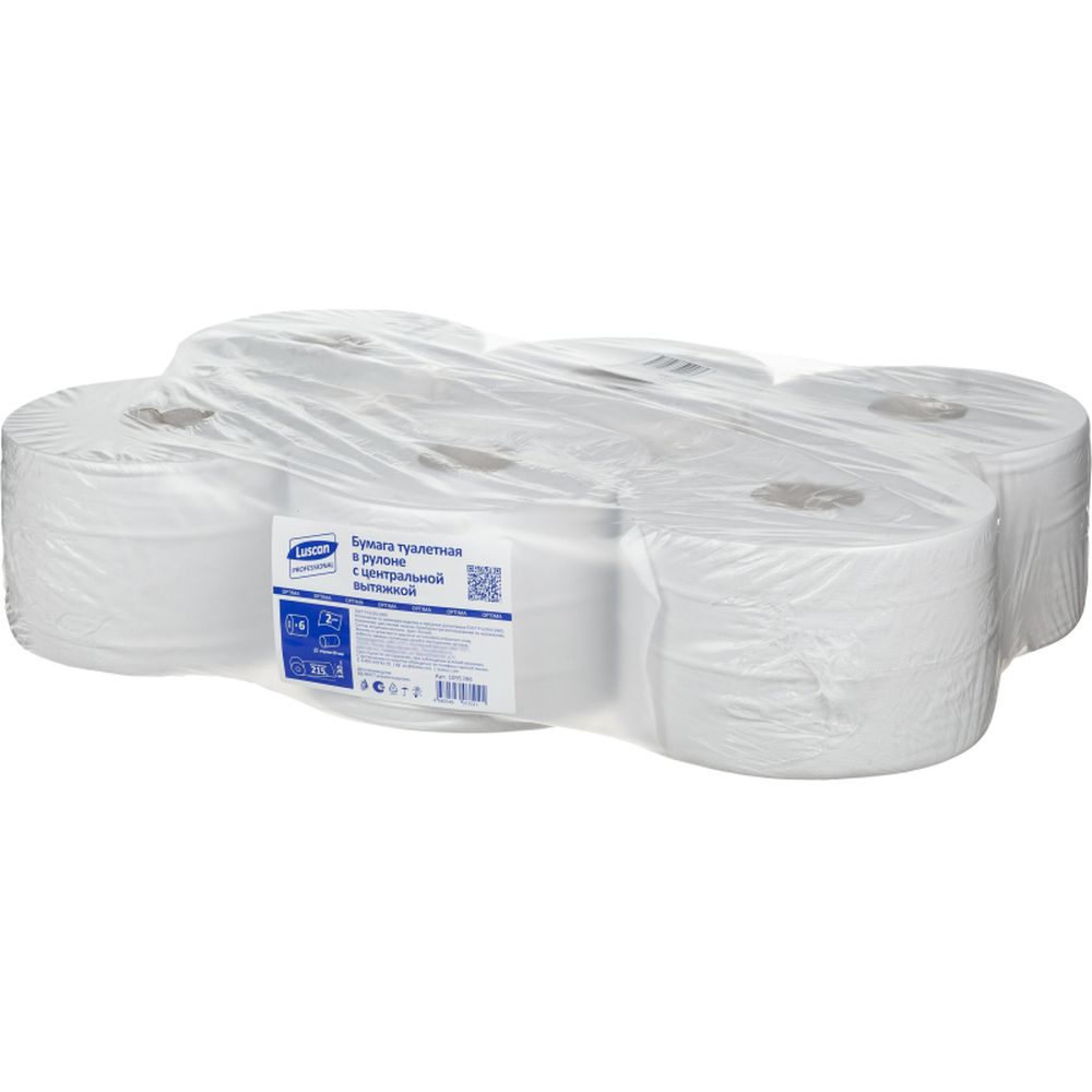 Бумага туалетная для диспенсеров Luscan Professional с ЦВ 2сл бел втор 215м 6 рул/уп