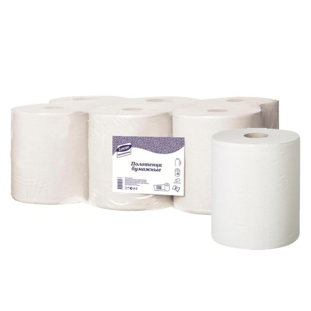 Полотенца бумажные для диспенсеров Luscan Professional с ЦВ 2слбелцел150м 6рул/уп