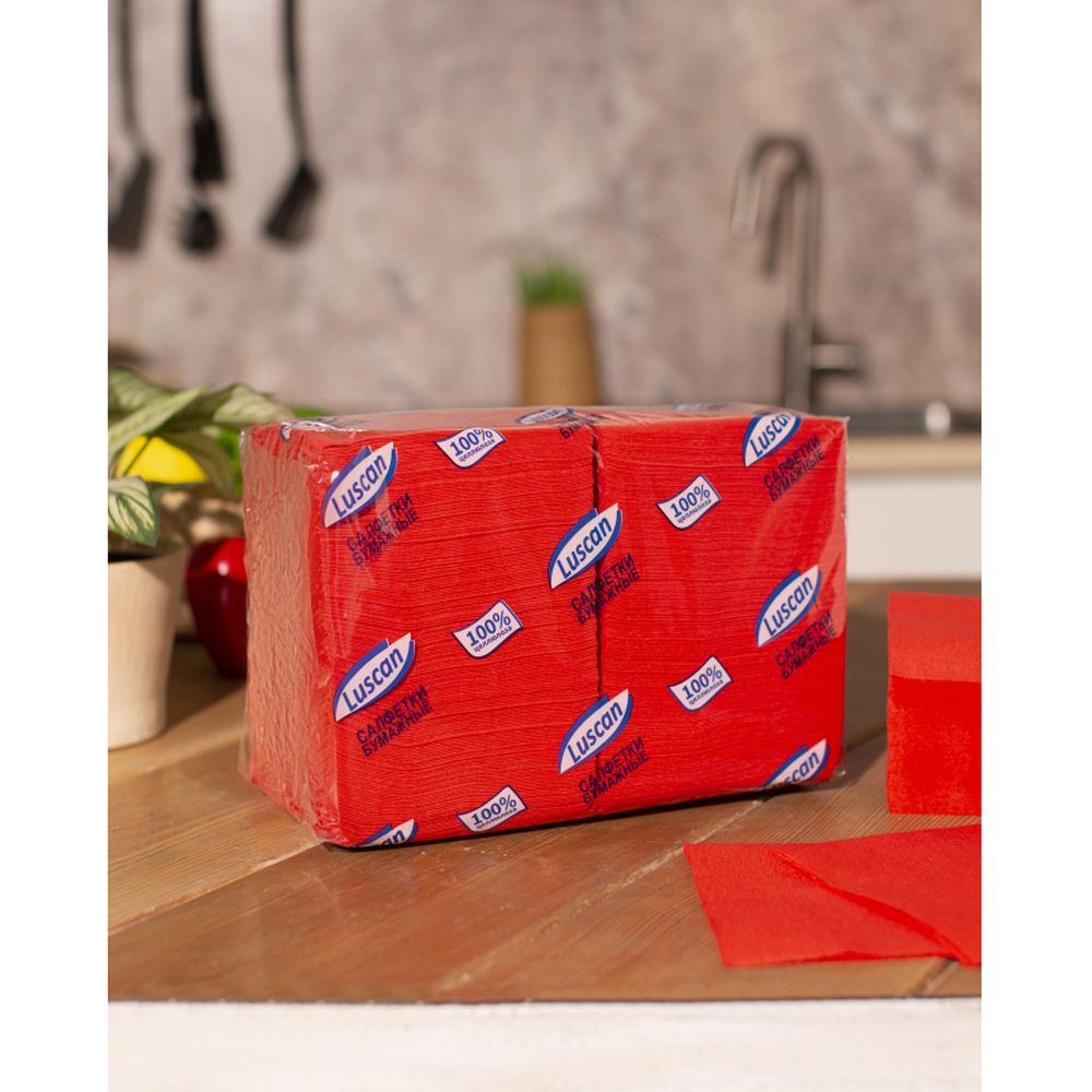 Салфетки бумажные Luscan Profi Pack 1сл24х24 красные400шт/уп