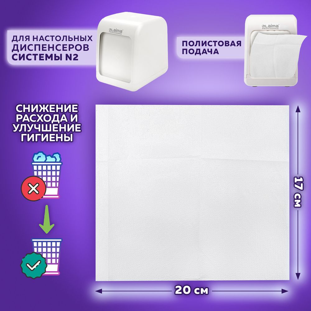 Салфетки бумажные для диспенсера (N2), LAIMA PREMIUM, КОМПЛЕКТ 36 пачек по 300 шт., 20х17 см, белые