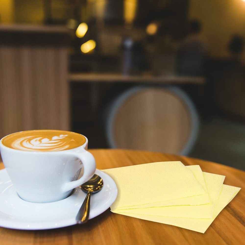 Салфетки бумажные 250 штук, 24х24 см, LAIMA, желтые, 100% целлюлоза