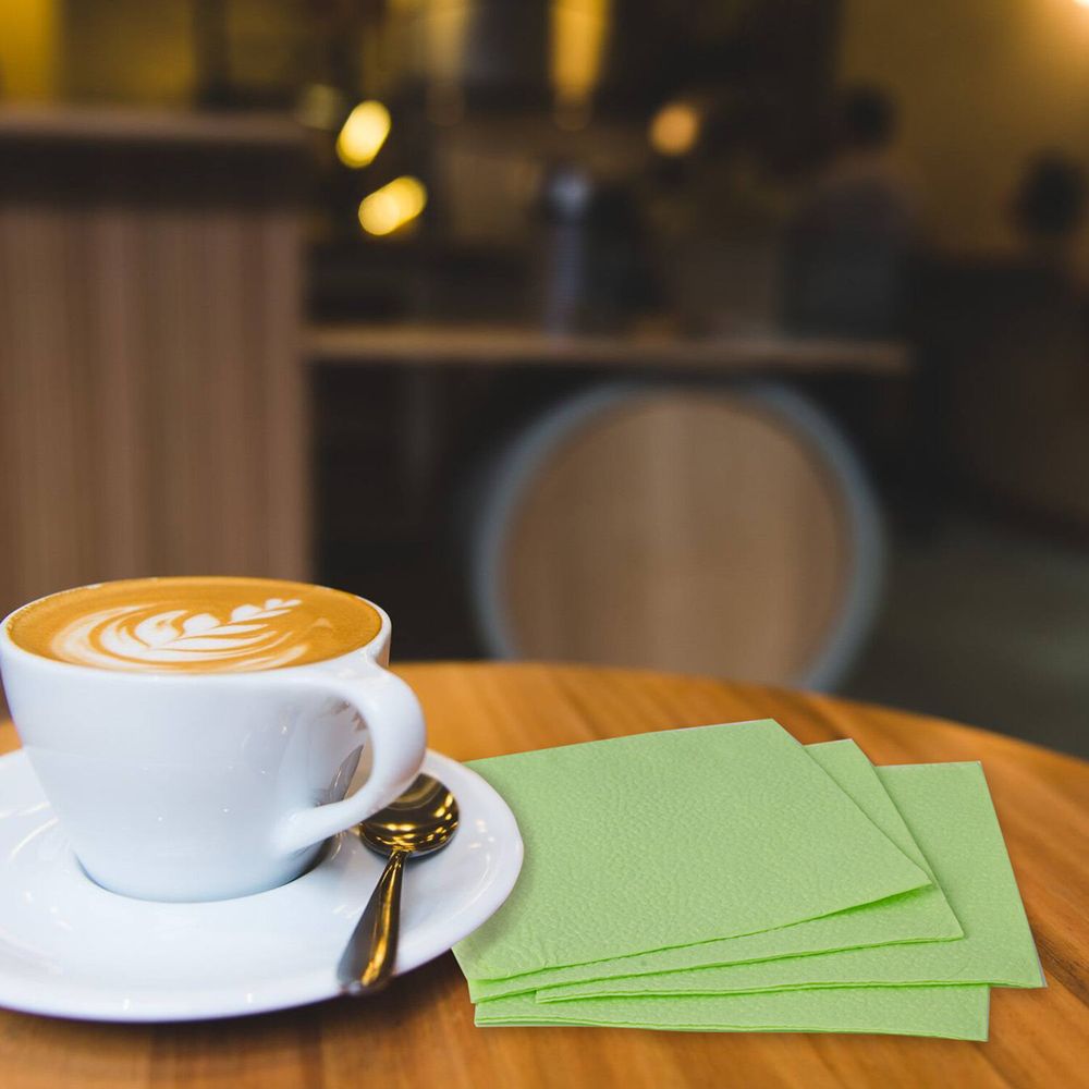 Салфетки бумажные, 250 шт., 24х24 см, LAIMA, зеленые (пастельный цвет), 100% целлюлоза