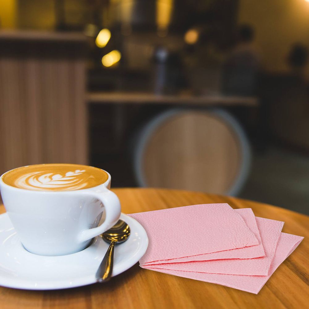 Салфетки бумажные, 250 штук, 24х24 см, LAIMA, красные (пастельный цвет), 100% целлюлоза