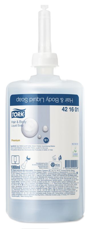 Мыло жидкое картридж Tork S1 Premium, мыло-гель, 1л 421601