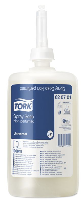 Мыло жидкое картридж Tork S11 Universal, мыло-спрей ультра-мягкое, 1л 620701