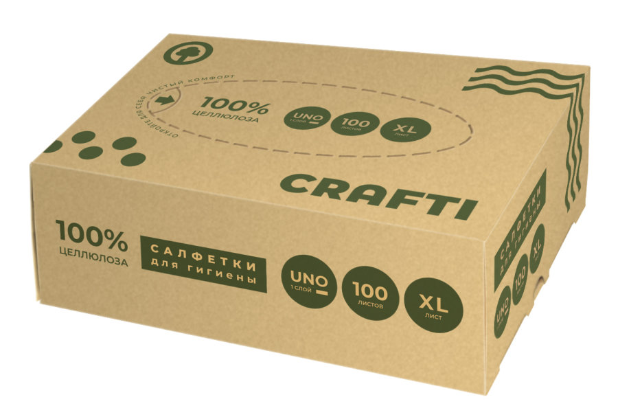Салфетки бумажные "Санпремо Крафти" белые, nonstop, в коробке, 1сл, 33х21см, 100 шт
