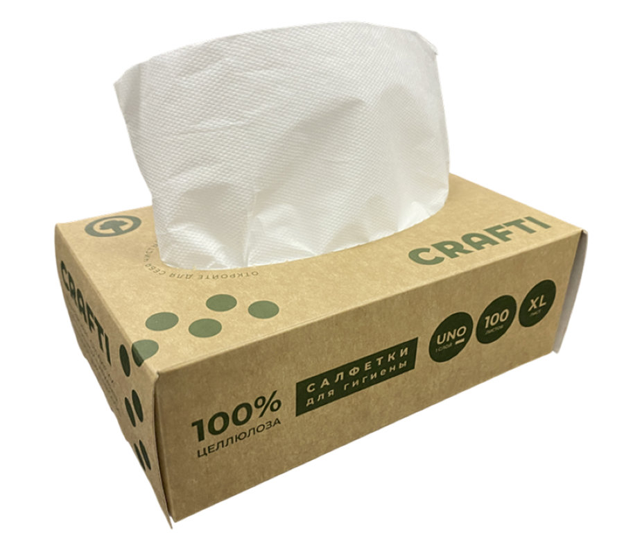 Салфетки бумажные "Санпремо Крафти" белые, nonstop, в коробке, 1сл, 33х21см, 100 шт