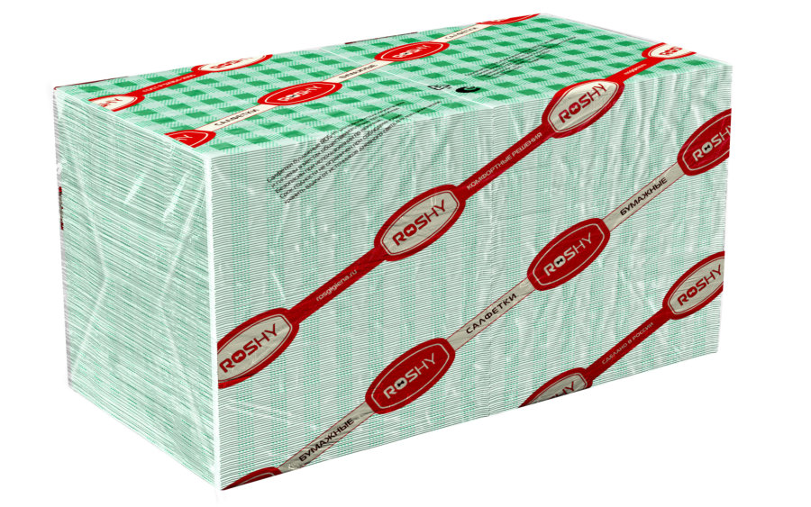 Салфетки  бумажные Ros-hy, ф.24, 1сл., 400 л., шотландка зеленая