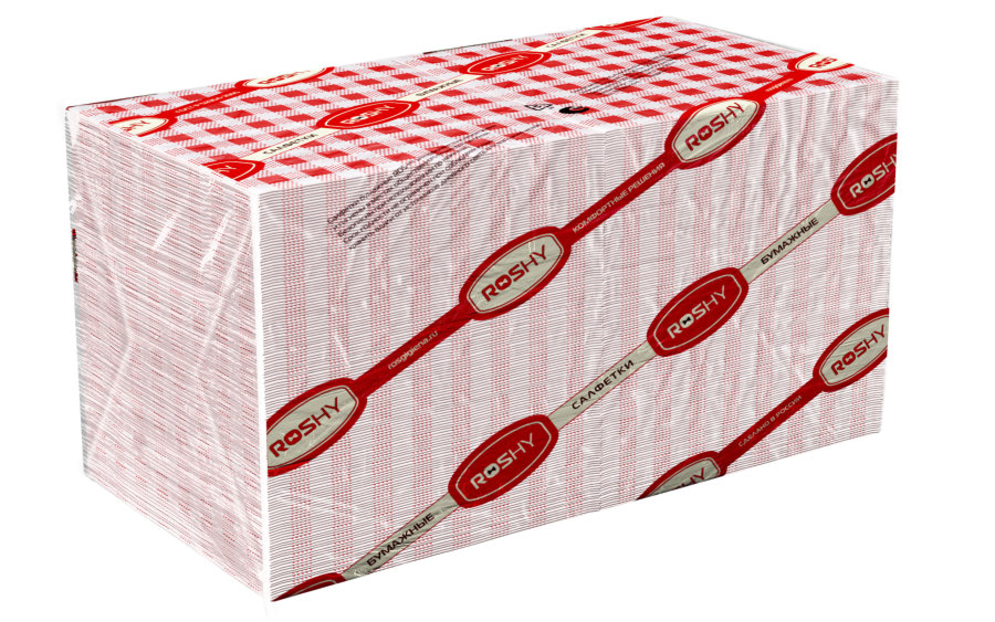 Салфетки  бумажные Ros-hy, ф.24, 1сл., 400 л., шотландка красная