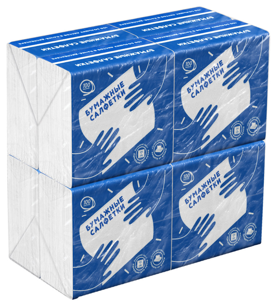 Салфетки бумажные "Санпремо Серви", ф.24, 1сл., 800л. мультипак, белые/8