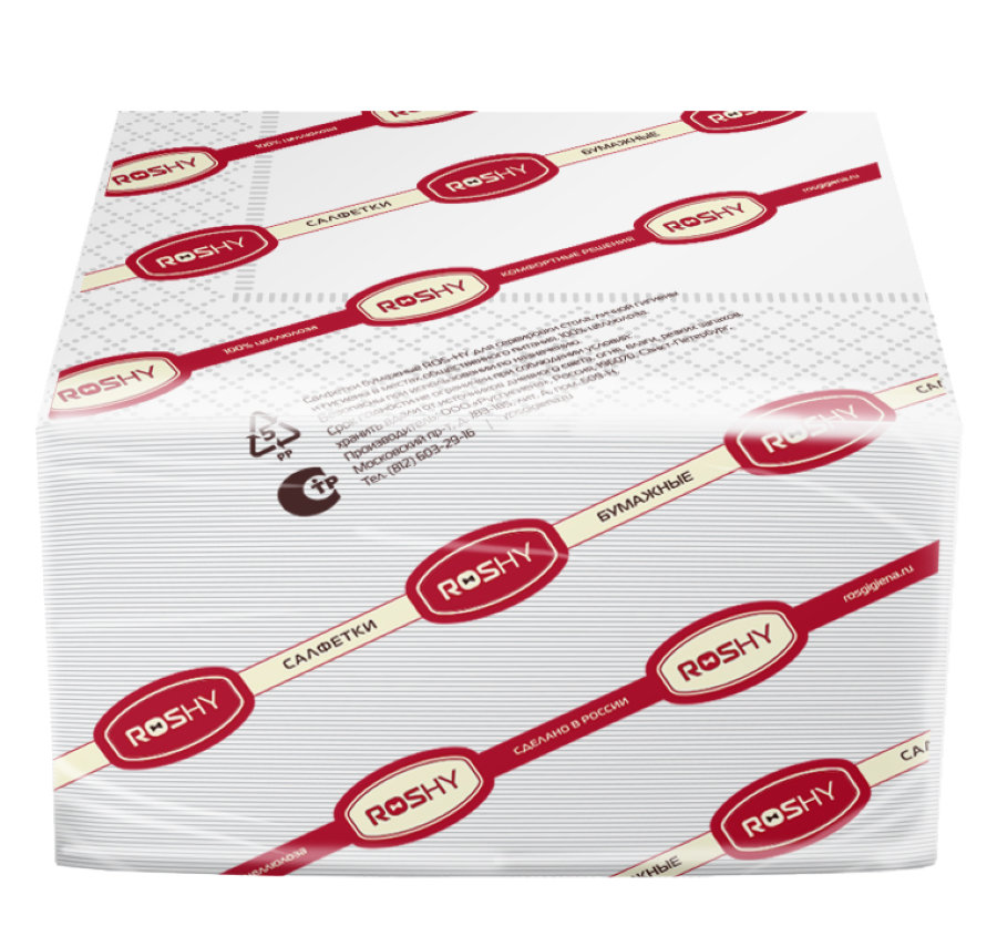 Салфетки  бумажные Ros-hy, ф.33, 2сл., 100 л., белые