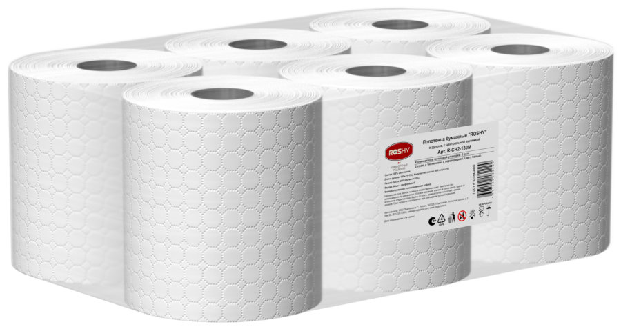Полотенца бумажные влагопрочные Ros-hy, ЦВ, 2сл (20*26), 130м, 6 шт/уп