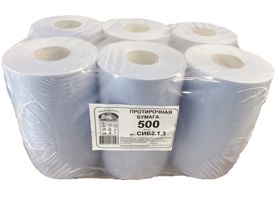 Бумага протирочная "Индустриальная", 2сл, 130м, 500л, 6 шт/уп