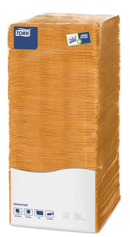 Салфетки бумажные Tork Universal Big Pack, 1-сл, 25х25, 500шт/уп, оранжевые 470117