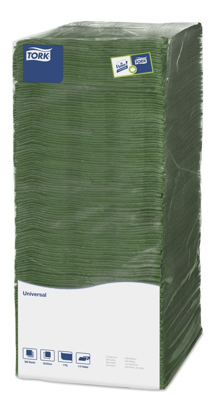Салфетки бумажные Tork Universal Big Pack, 1-сл, 25х25, 500шт/уп, темно-зеленые 478659